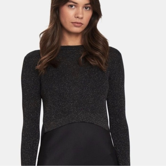 AllSaints Kowlo Shine Metallic Long Sleeve Cropped Sweater Size Small - Picture 7 of 12